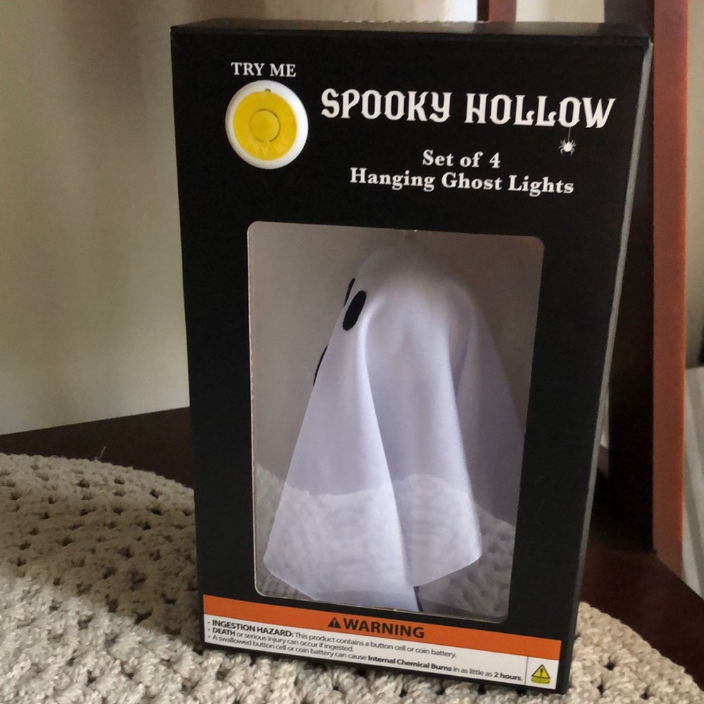 Spooky Hollow Set of 4 Halloween Hanging Ghost Lights